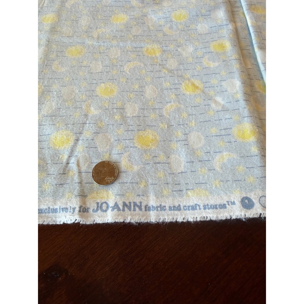 JOANN Snuggle Flannel Fabric 2.5 Yards Moon Stars Celestial Blue Yellow Cotton